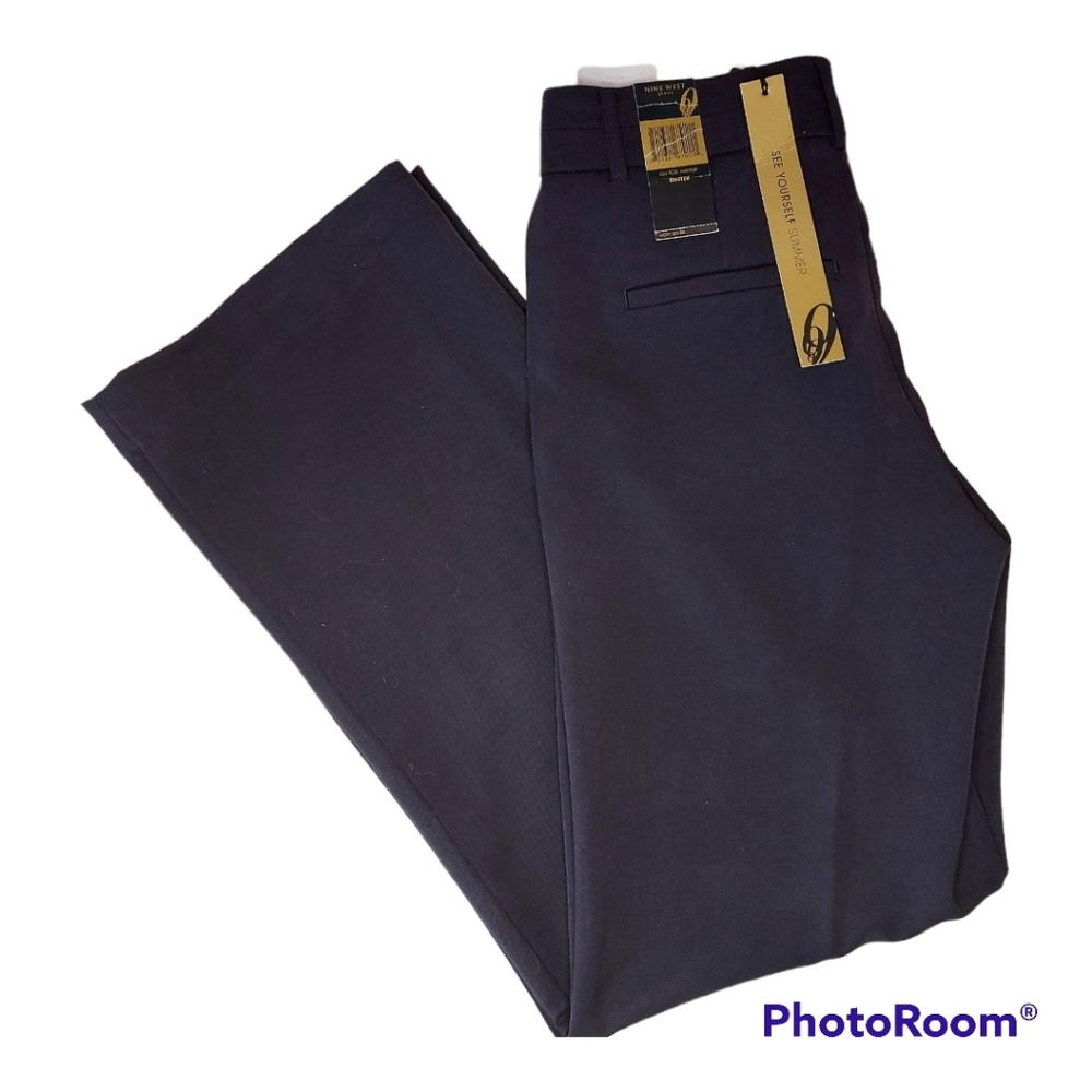 NWT Nine West Black Straight / Wide Leg Stretch Dress Trouser Pant Size 4/26